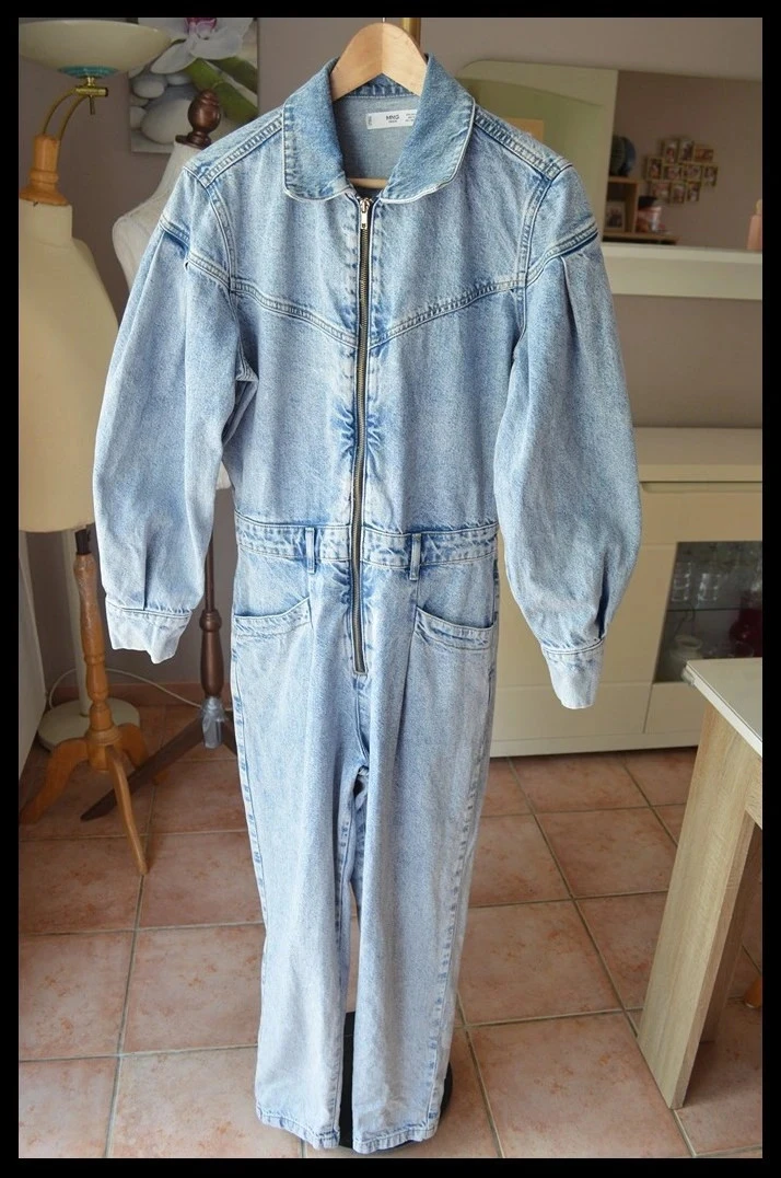Combinaison Mango – M – Bleu – manches bouffantes zippée